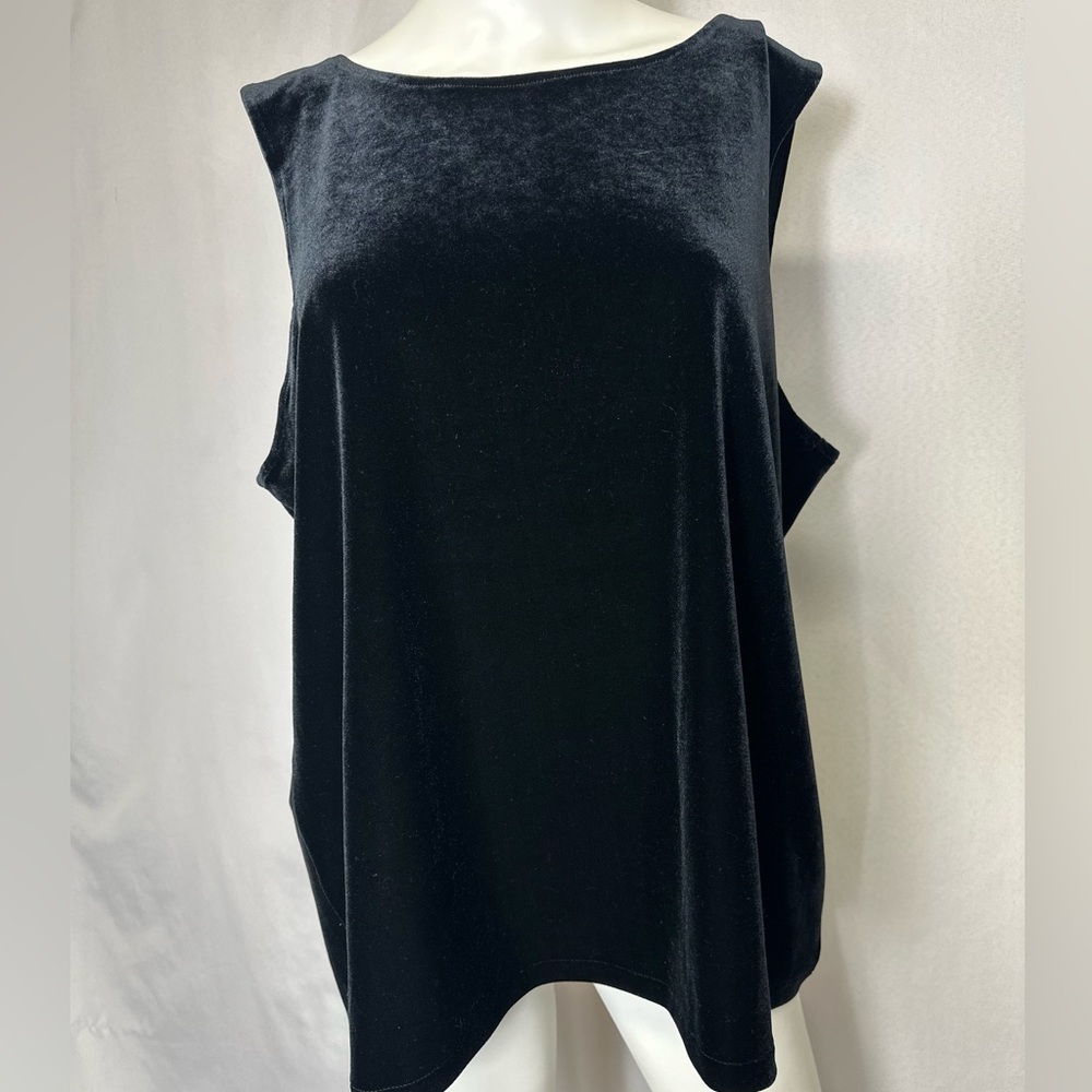 DKNY Brand Size 1X Velour Black Tank Top